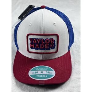 TAYLOR MADE VENTURA RETRO TRUCKER HAT RED/WHITE/BLUE CAP SNAPBACK NWT NEW